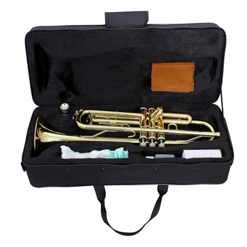 Professional Bb Trumpet, Brass Body, Chrome-Plated Mouthpiece, Gold Lacquer Finish Professional Bb Trumpet, Brass Body, Chrome-Plated Mouthpiece, Gold Lacquer Finish